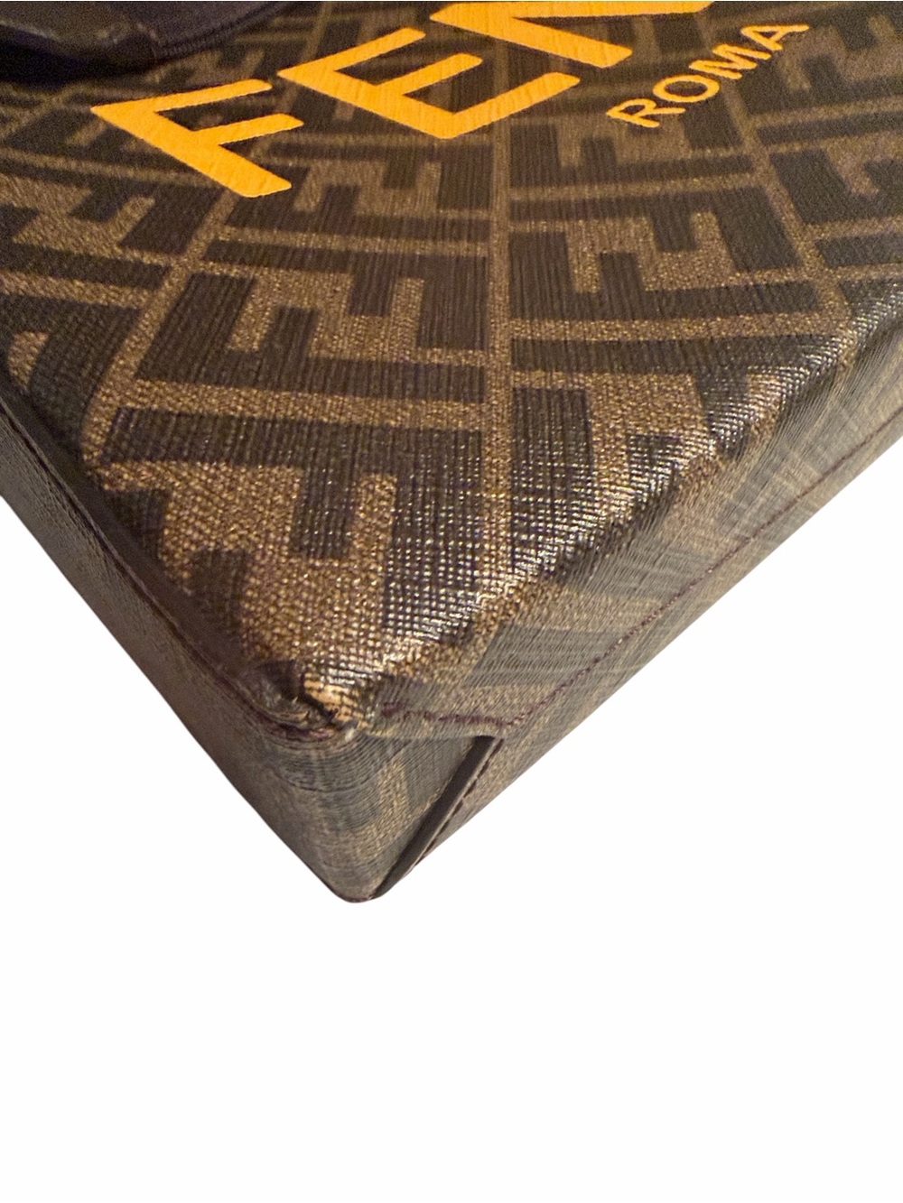 Authentic Fendi Leather Unisex Brown & Yellow Clutch - Picture 10 of 16